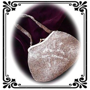 1940s Vintage Handmade Glass Bugle Beaded Bag